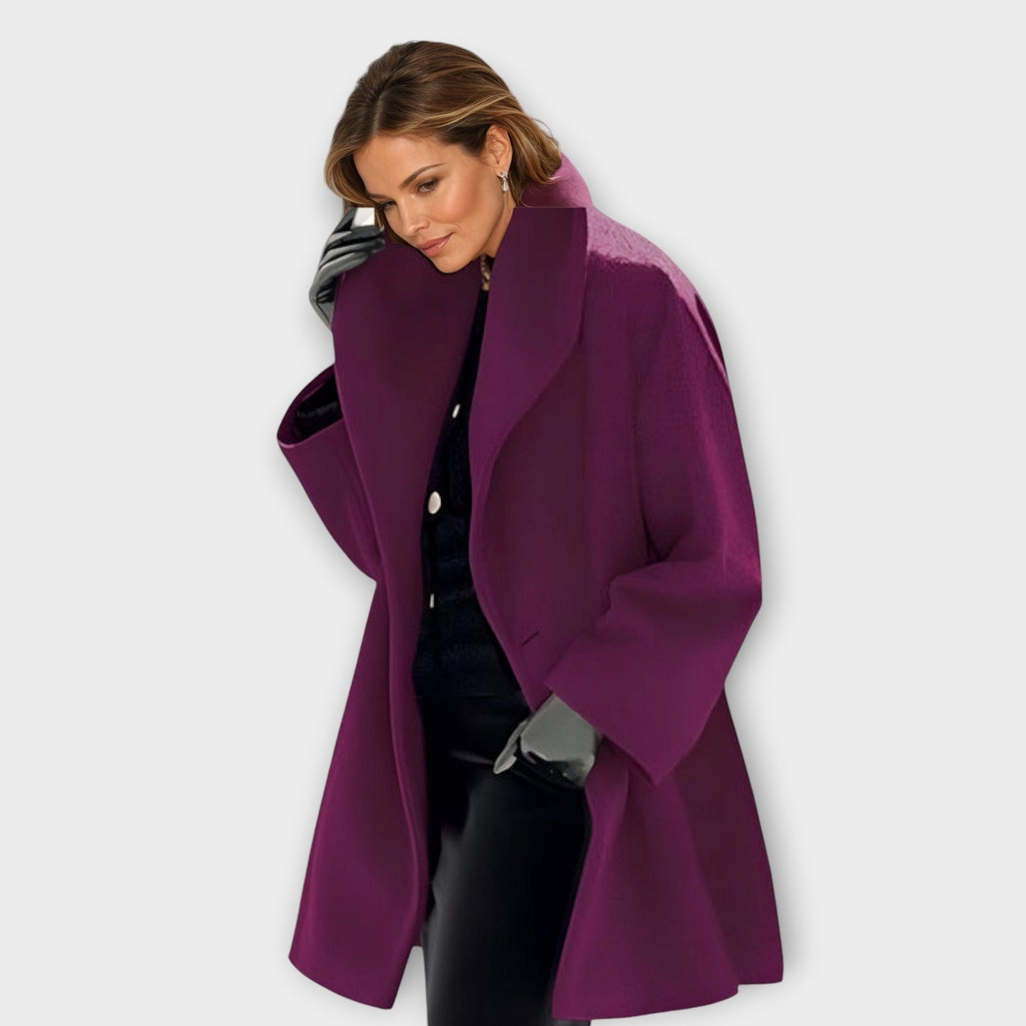 Manteau Femme Élégant à Col Châle Style Oversize pour Bureau et Quotidien