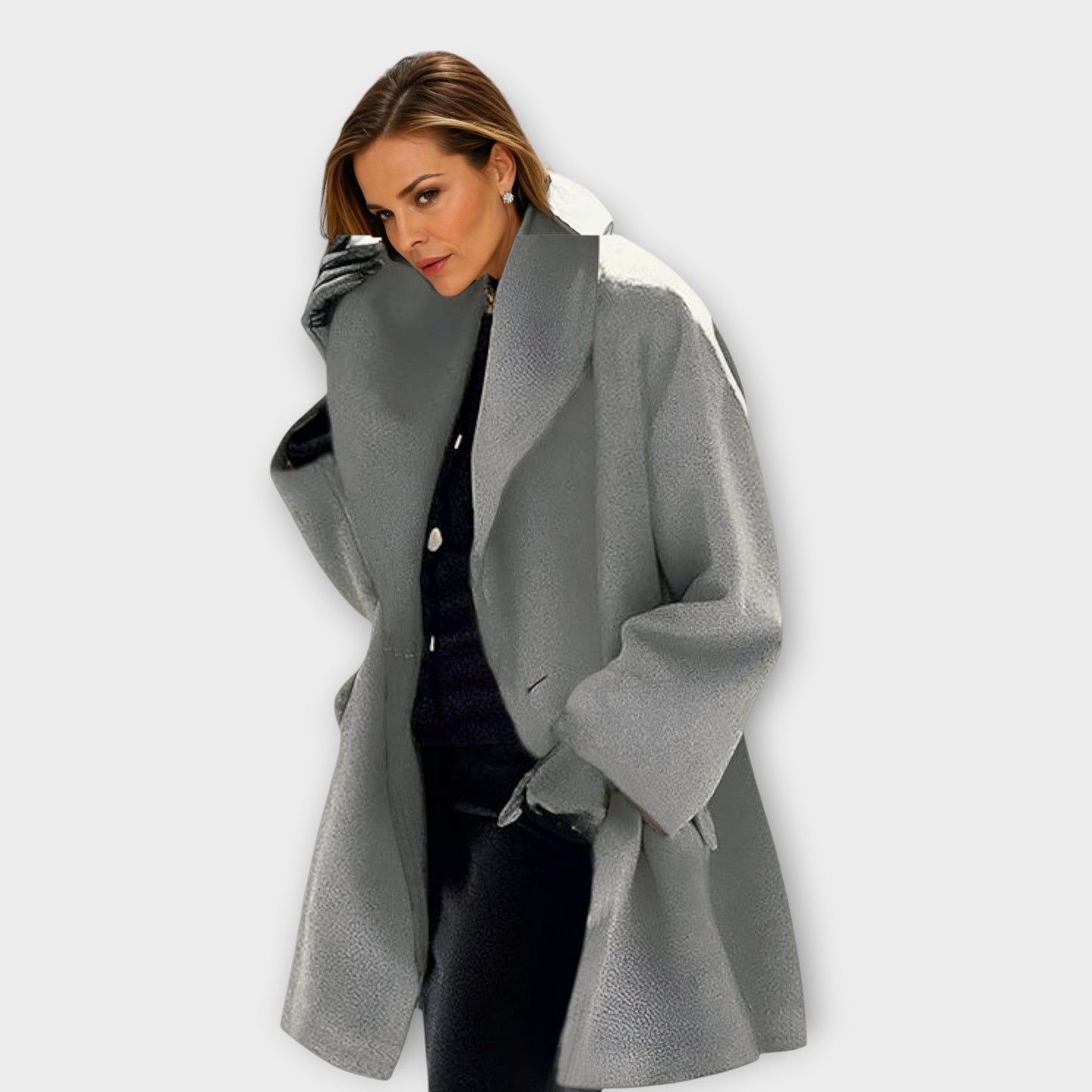 Manteau Femme Élégant à Col Châle Style Oversize pour Bureau et Quotidien