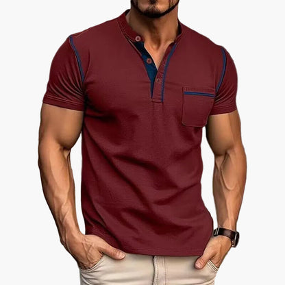 Maglietta uomo con scollo Henley stile informale maniche corte moda urbana