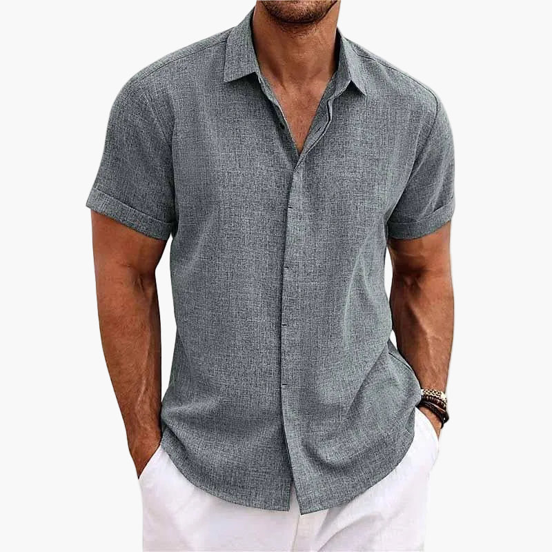 Camicia Uomo Elegante Colletto a Risvolto Maniche Corte Stile Informale Estate