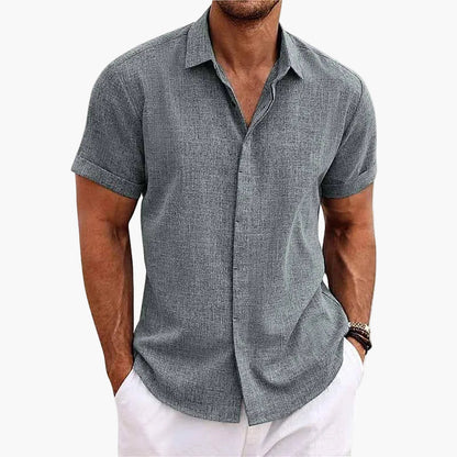 Camicia Uomo Elegante Colletto a Risvolto Maniche Corte Stile Informale Estate