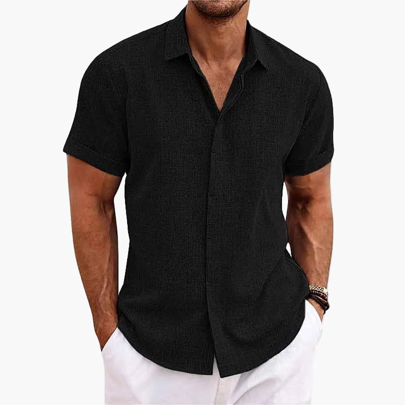 Camicia Uomo Elegante Colletto a Risvolto Maniche Corte Stile Informale Estate
