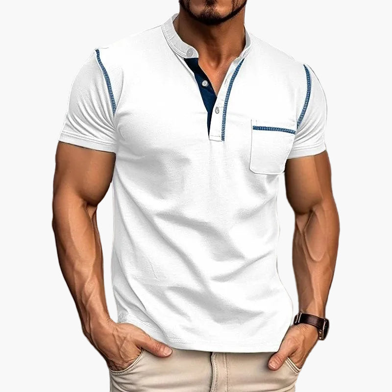 Maglietta uomo con scollo Henley stile informale maniche corte moda urbana