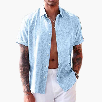 Camicia Uomo Elegante Colletto a Risvolto Maniche Corte Stile Informale Estate