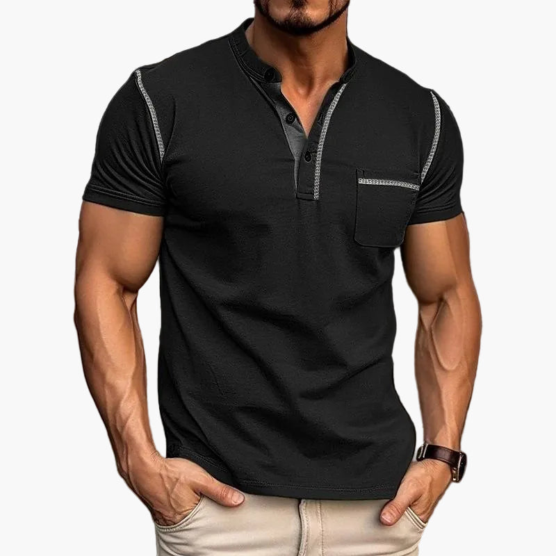 Maglietta uomo con scollo Henley stile informale maniche corte moda urbana