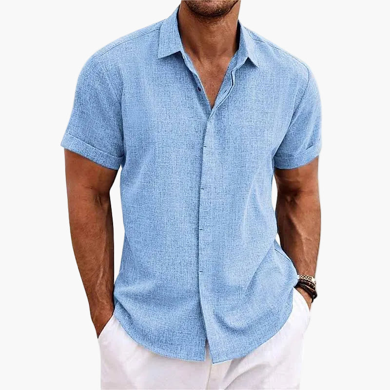 Camicia Uomo Elegante Colletto a Risvolto Maniche Corte Stile Informale Estate