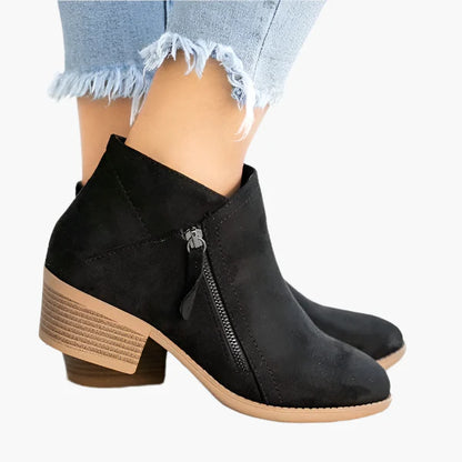 Bottines Femme à Talon Bloc Style Décontracté avec Fermeture Éclair Latérale