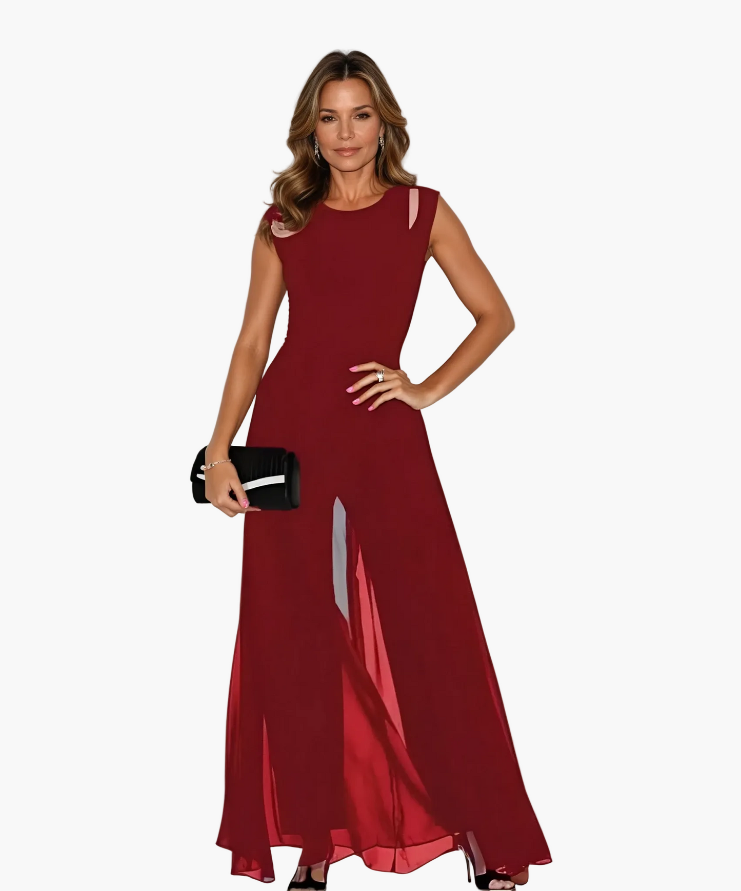 Lang elegant kjole til kvinder i moderne aftenstil og alsidig brug