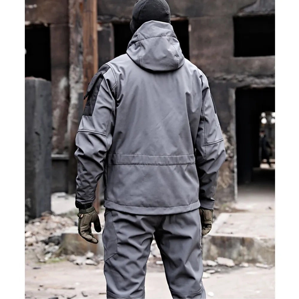 Ensemble Softshell Outdoor Homme - Veste à Capuche et Pantalon Tactique pour Randonnée, Trekking et Aventures