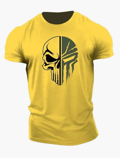 Camiseta para hombre estilo militar con calavera 3D, corte holgado para deporte y ocio