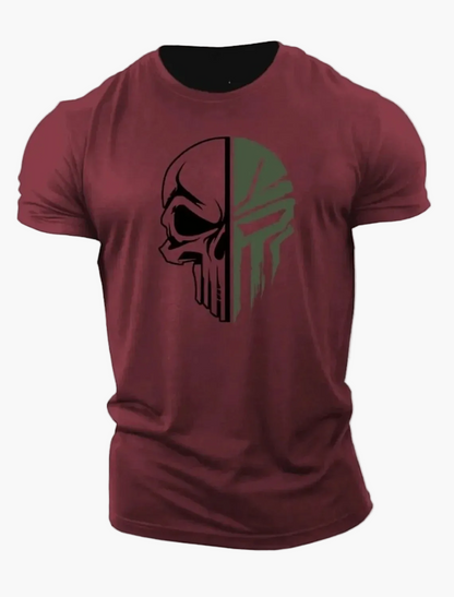 Camiseta para hombre estilo militar con calavera 3D, corte holgado para deporte y ocio