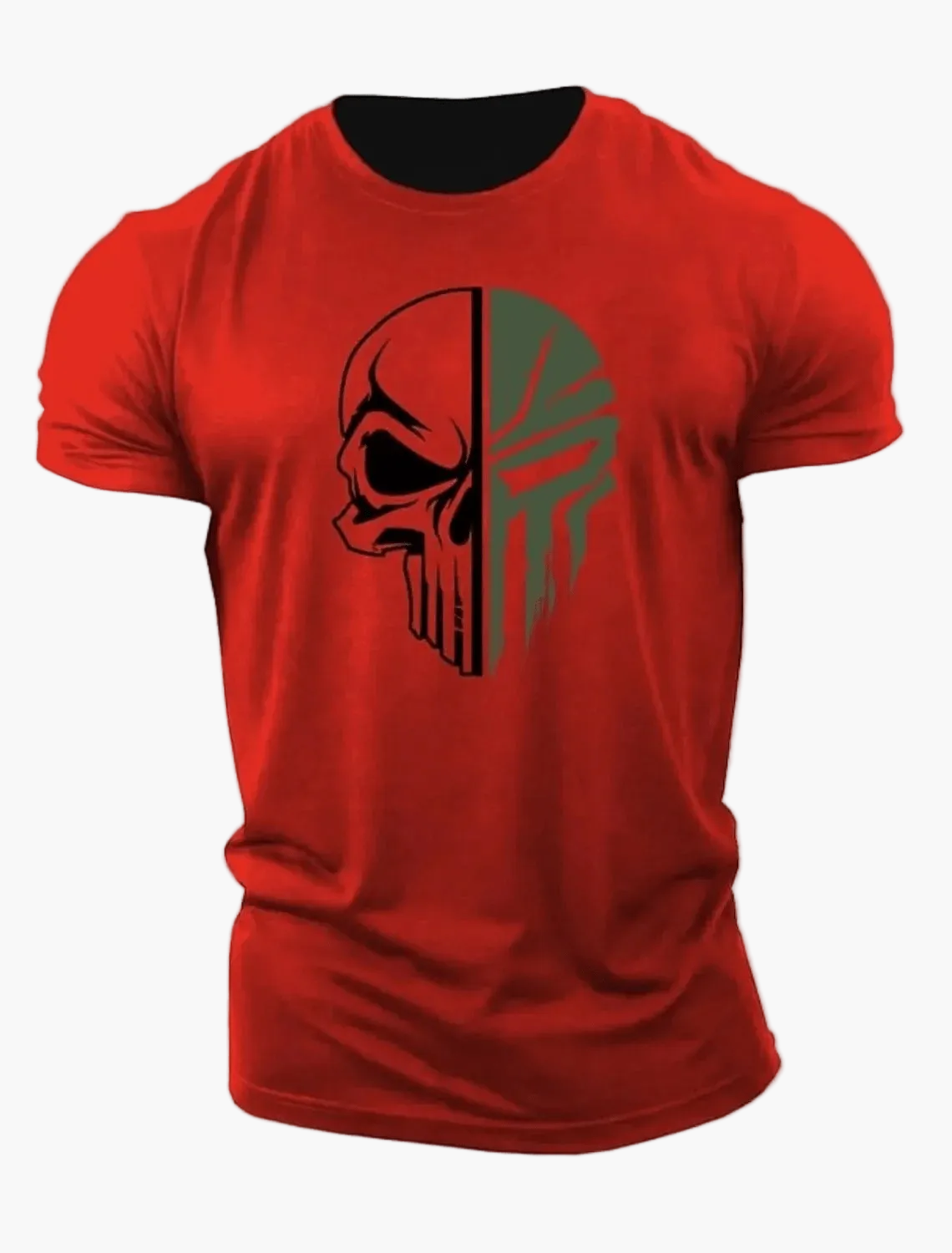 Camiseta para hombre estilo militar con calavera 3D, corte holgado para deporte y ocio
