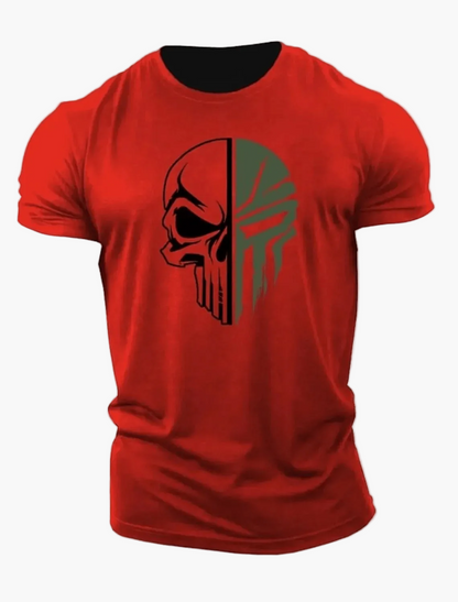 Camiseta para hombre estilo militar con calavera 3D, corte holgado para deporte y ocio