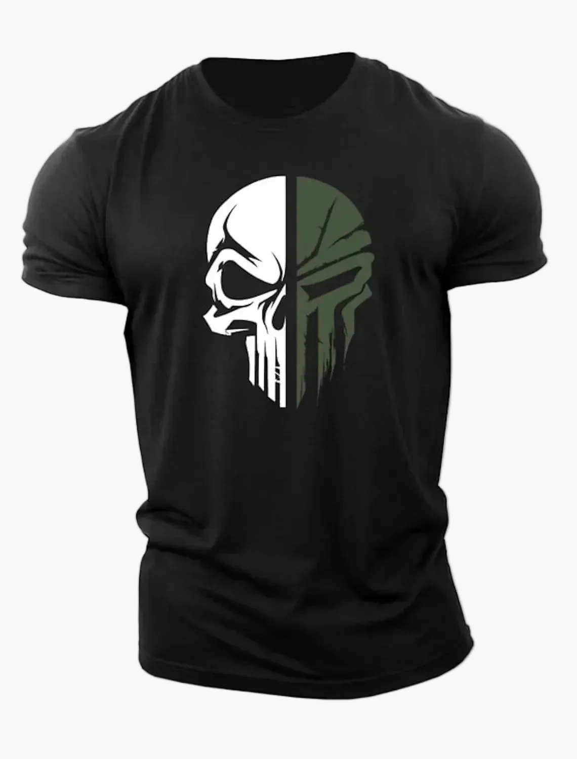 Camiseta para hombre estilo militar con calavera 3D, corte holgado para deporte y ocio