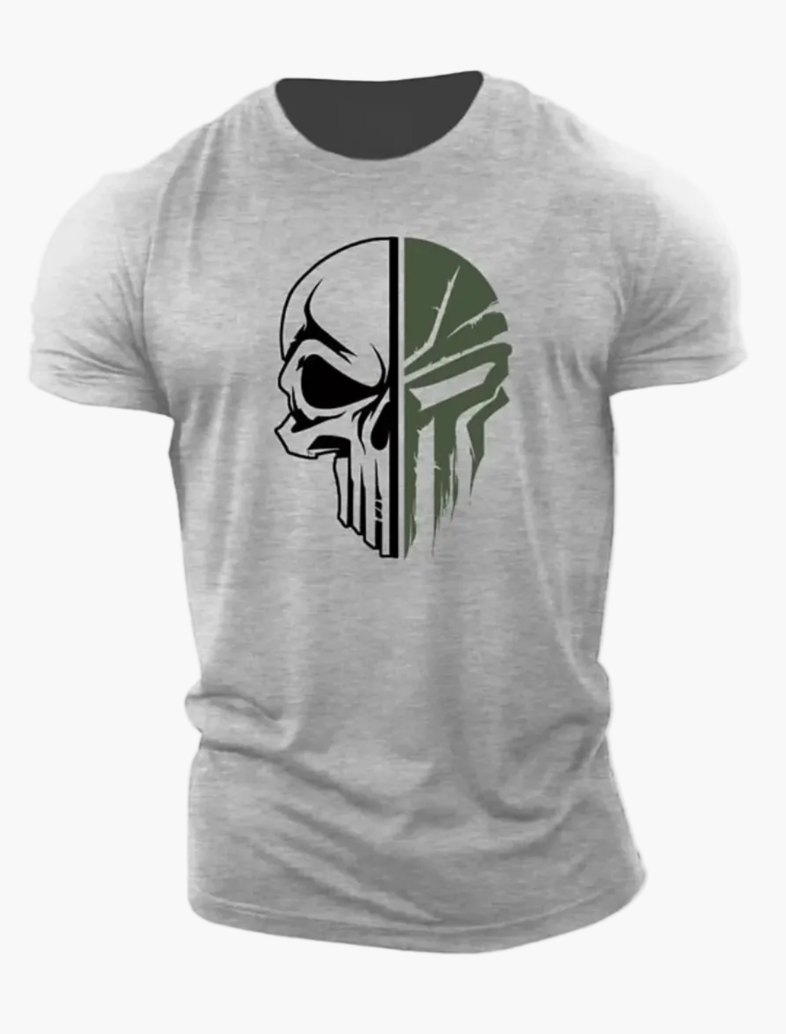 Camiseta para hombre estilo militar con calavera 3D, corte holgado para deporte y ocio