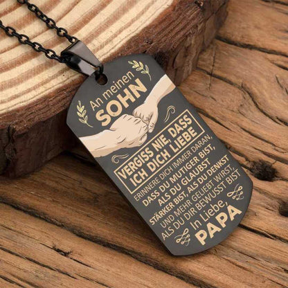 Billy – Collier Plaque pour Hommes en Acier Inoxydable Noir avec Message Gravé