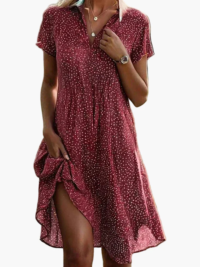 Vestito camicia informale a maniche corte da donna, stile versatile ed elegante