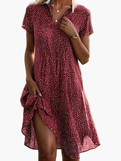Vestito camicia informale a maniche corte da donna, stile versatile ed elegante