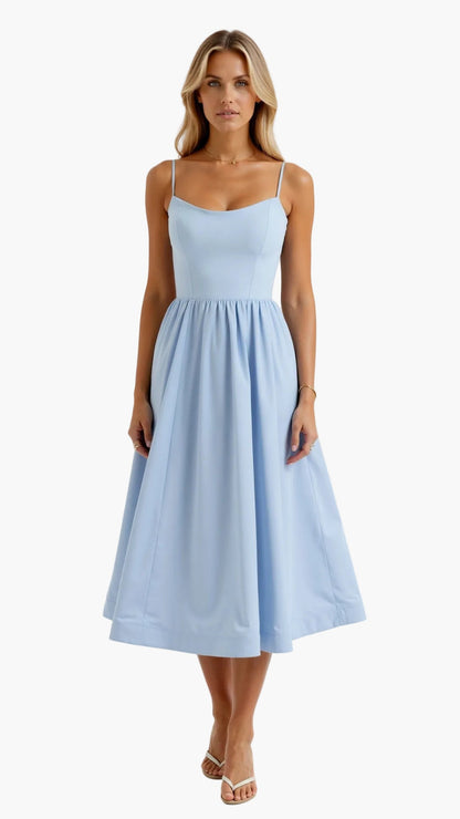 Abito midi fluido donna stile elegante per occasioni speciali o estate