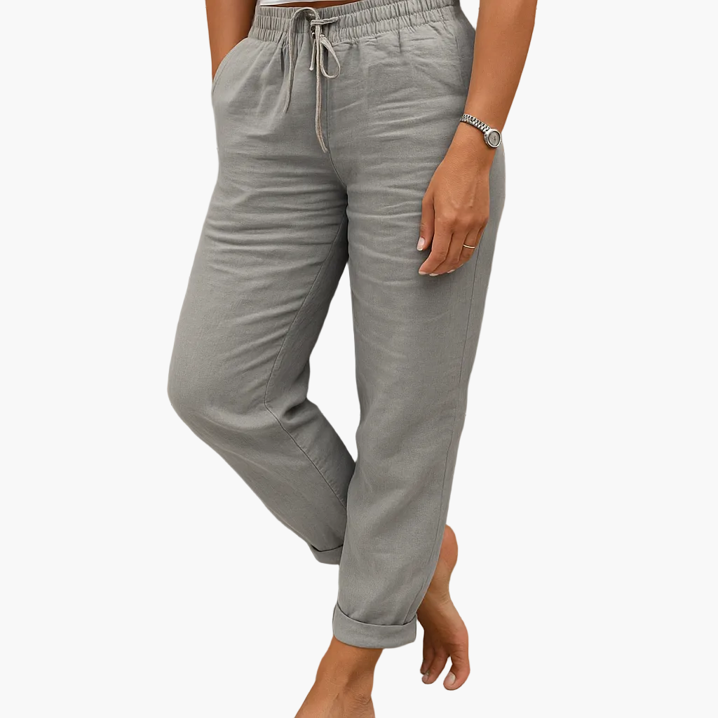 Pantaloni comodi donna vita elastica stile relax per tempo libero o vacanze
