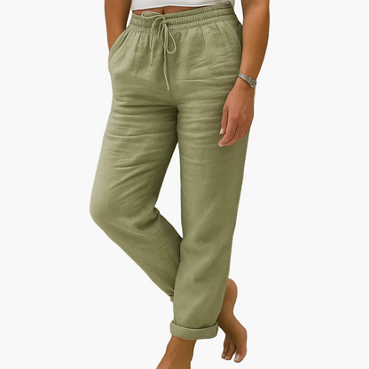 Pantaloni comodi donna vita elastica stile relax per tempo libero o vacanze