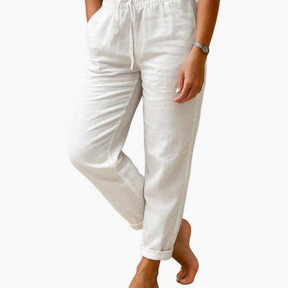 Pantaloni comodi donna vita elastica stile relax per tempo libero o vacanze