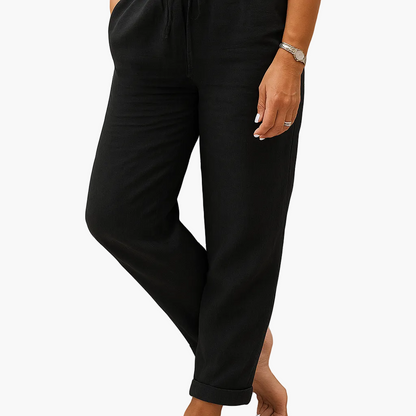 Pantaloni comodi donna vita elastica stile relax per tempo libero o vacanze