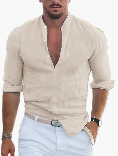 Camicia Estiva Uomo Elegante Informale – Maniche Lunghe, Aspetto Moderno, Ideale per la Stagione Calda