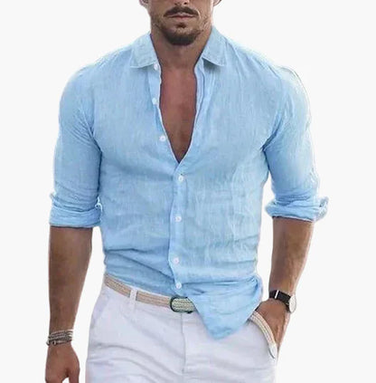 Camicia Estiva Uomo Elegante Informale – Maniche Lunghe, Aspetto Moderno, Ideale per la Stagione Calda