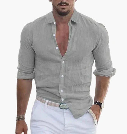 Camicia Estiva Uomo Elegante Informale – Maniche Lunghe, Aspetto Moderno, Ideale per la Stagione Calda