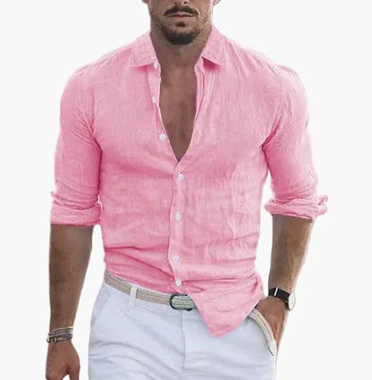 Camicia Estiva Uomo Elegante Informale – Maniche Lunghe, Aspetto Moderno, Ideale per la Stagione Calda