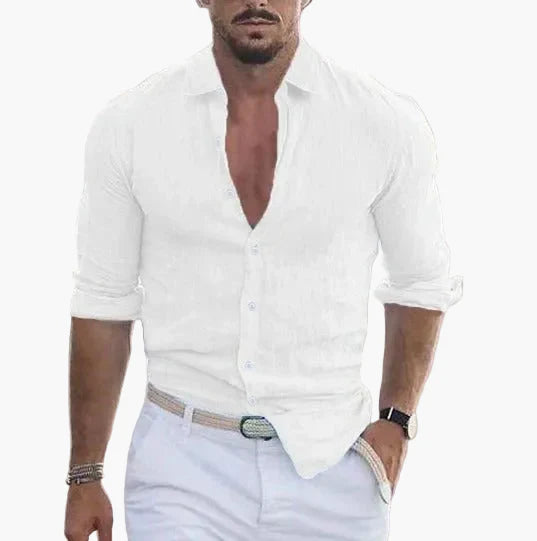 Camicia Estiva Uomo Elegante Informale – Maniche Lunghe, Aspetto Moderno, Ideale per la Stagione Calda