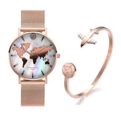 Stephanie – Ensemble de Montre Élégante en Nacre Or Rose pour Femmes