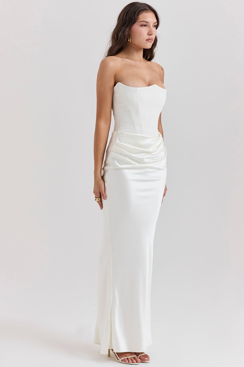 Megan – Robe Corset Maxi sans Bretelles