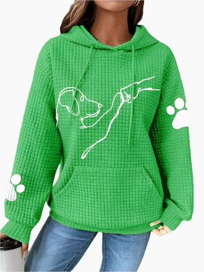 Sweat à Capuche Femme Motif Chien Amoureux des Animaux Style Décontracté
