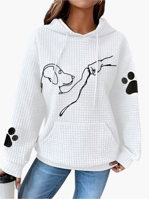 Sweat à Capuche Femme Motif Chien Amoureux des Animaux Style Décontracté