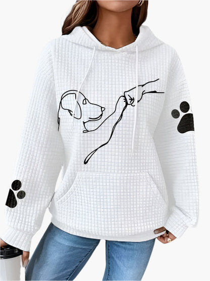 Sweat à Capuche Femme Motif Chien Amoureux des Animaux Style Décontracté
