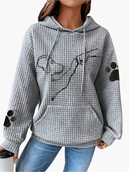 Sweat à Capuche Femme Motif Chien Amoureux des Animaux Style Décontracté