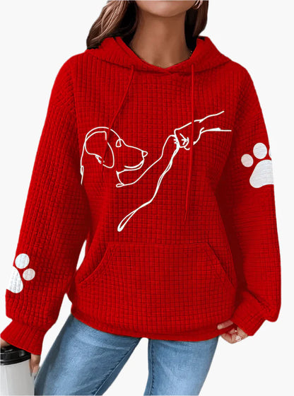 Sweat à Capuche Femme Motif Chien Amoureux des Animaux Style Décontracté