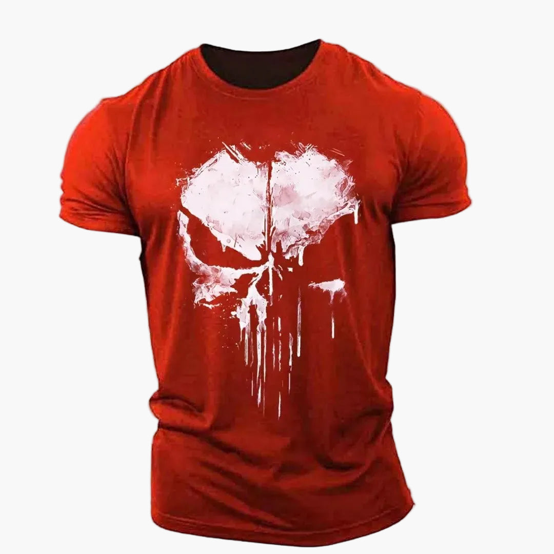 Camiseta hombre estilo urbano con diseño de calavera Punisher – Ideal para deporte y ropa callejera