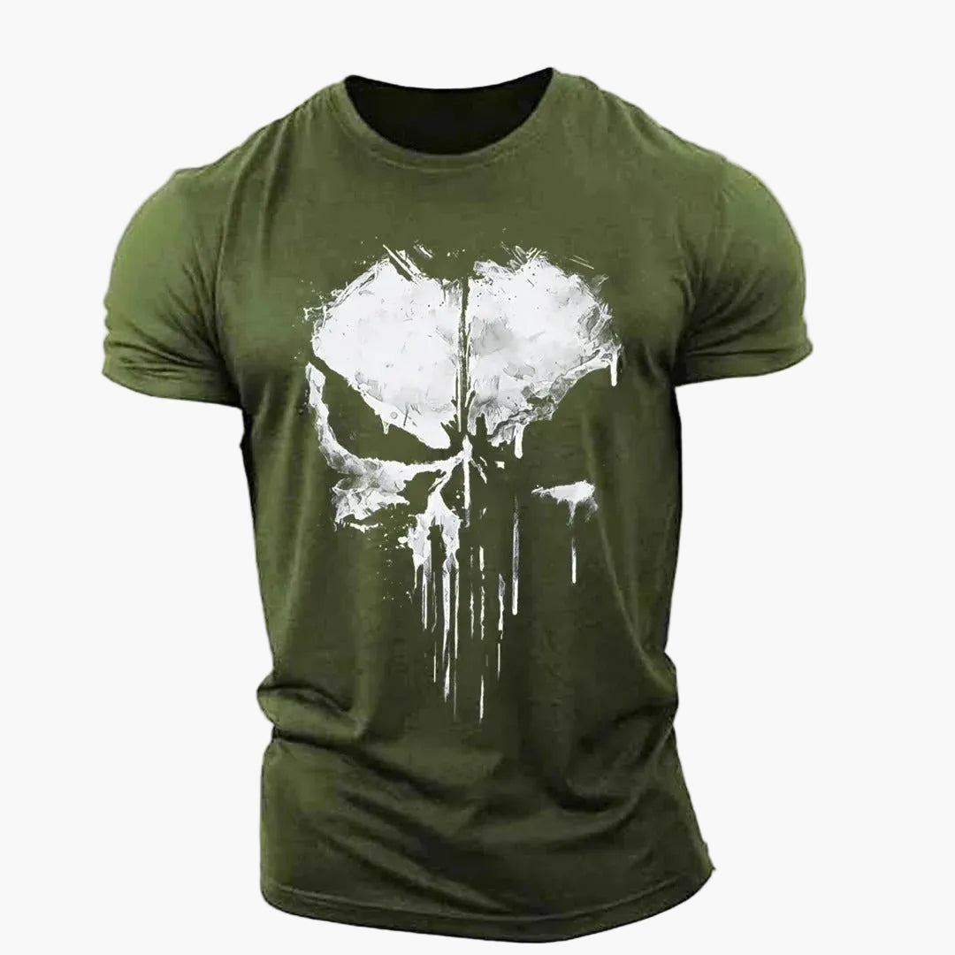 Camiseta hombre estilo urbano con diseño de calavera Punisher – Ideal para deporte y ropa callejera