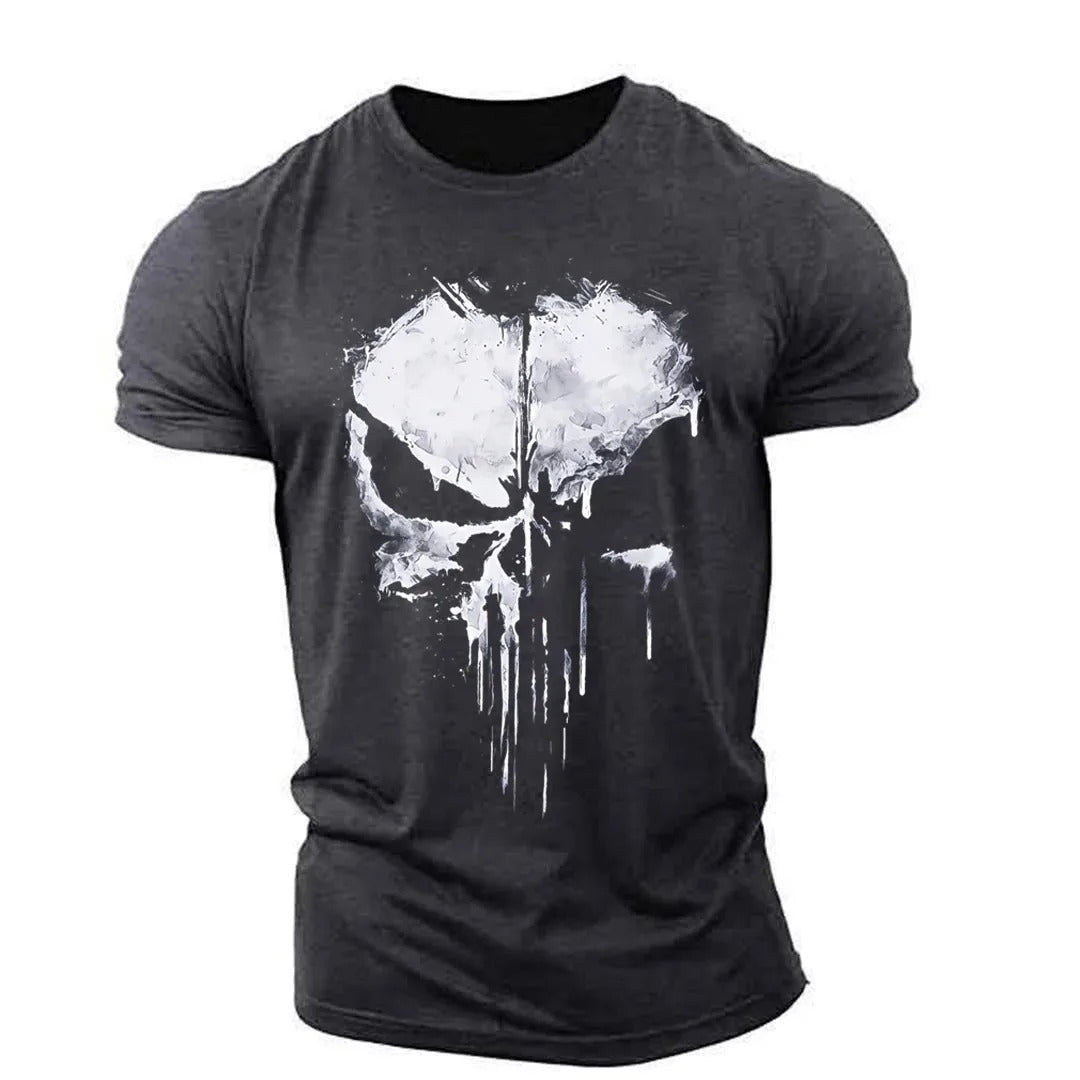 Camiseta hombre estilo urbano con diseño de calavera Punisher – Ideal para deporte y ropa callejera
