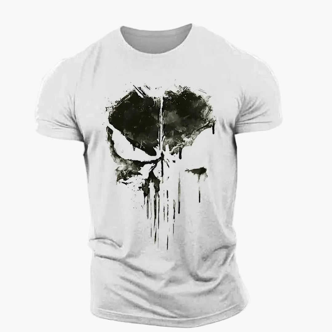 Camiseta hombre estilo urbano con diseño de calavera Punisher – Ideal para deporte y ropa callejera