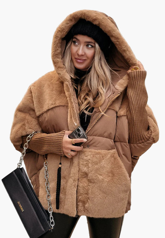 Veste d'hiver femme style urbain chic matelassée à capuche, idéale pour le froid
