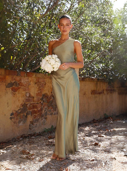 Robe de soirée femme une épaule fendue élégante pour occasions spéciales