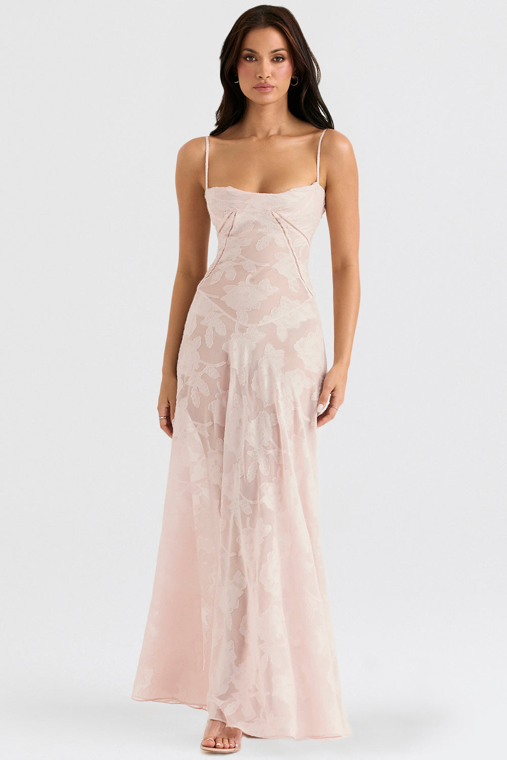 Miranda – Robe Maxi avec Dentelle Florale au Dos