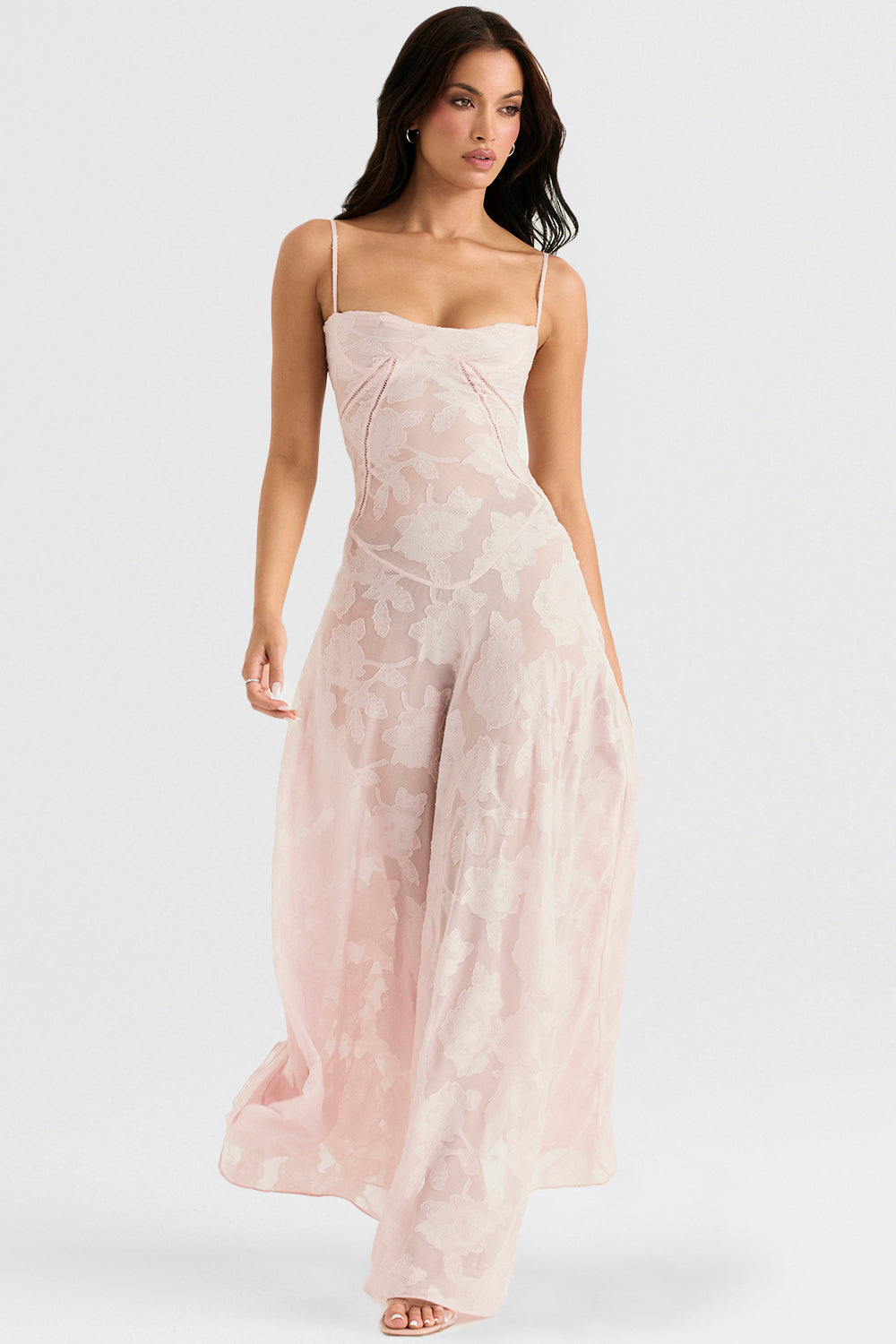 Miranda – Robe Maxi avec Dentelle Florale au Dos