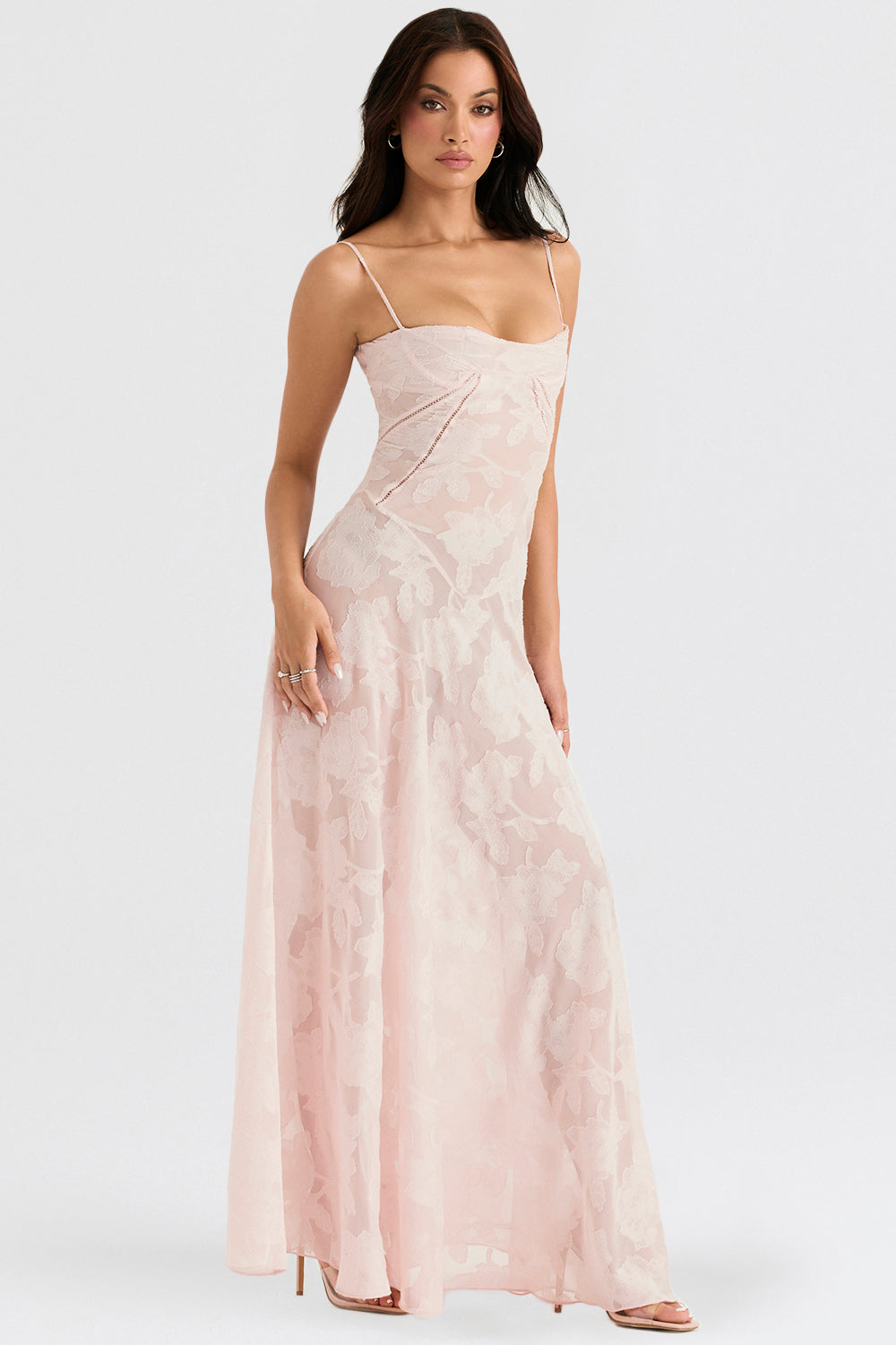 Miranda – Robe Maxi avec Dentelle Florale au Dos