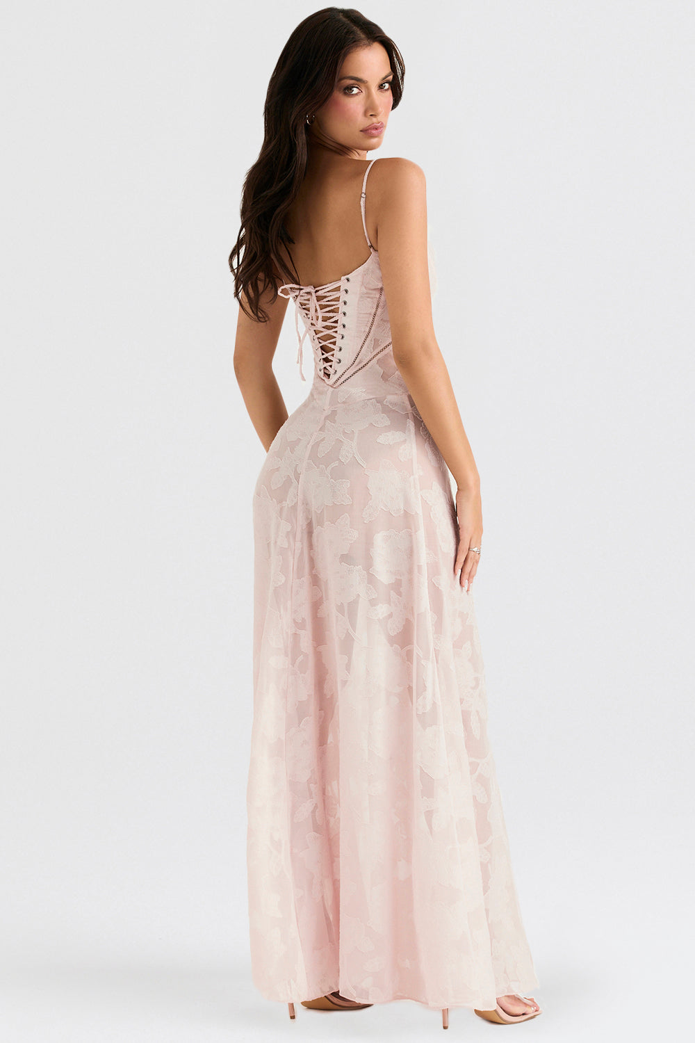 Miranda – Robe Maxi avec Dentelle Florale au Dos