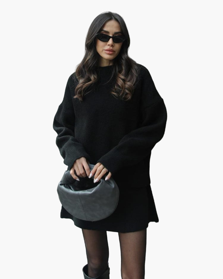 Ensemble Femme Élégant Pull et Jupe Style Décontracté Chic Automne Hiver